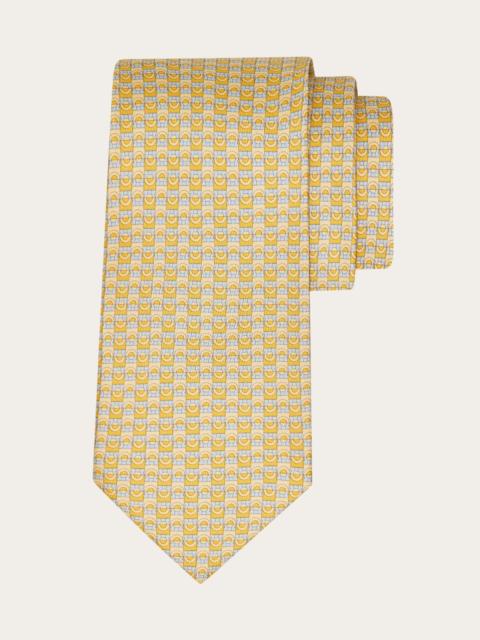 FERRAGAMO Gancini bicolor print silk tie
