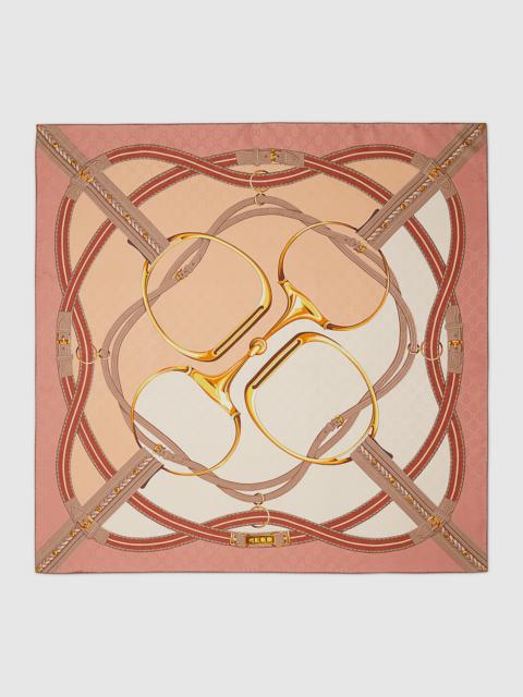 GUCCI Gucci Horsebit print silk carré