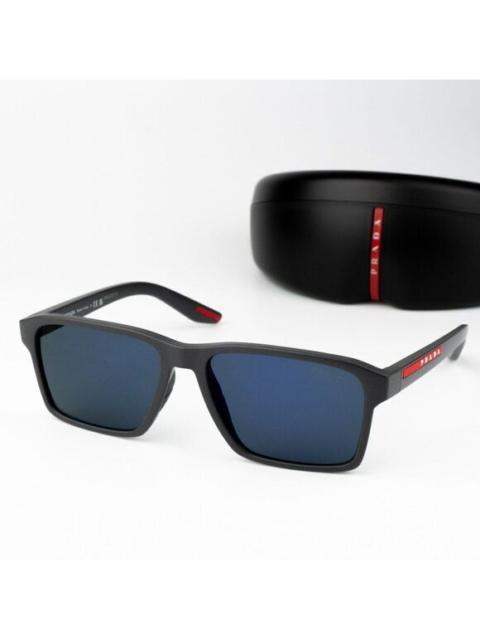 Prada NEW Prada Linea Rossa PS05YS UFK05U Grey Rubber Blue Rectangle Unisex Sunglasses