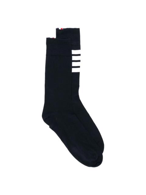 Thom Browne Mid Calf Socks With White 4 Bar