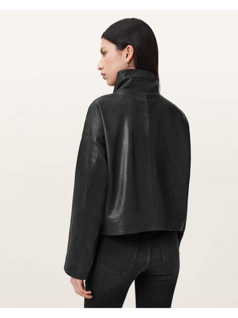 ALLSAINTS RYDER FUNNEL NECK LEATHER JACKET