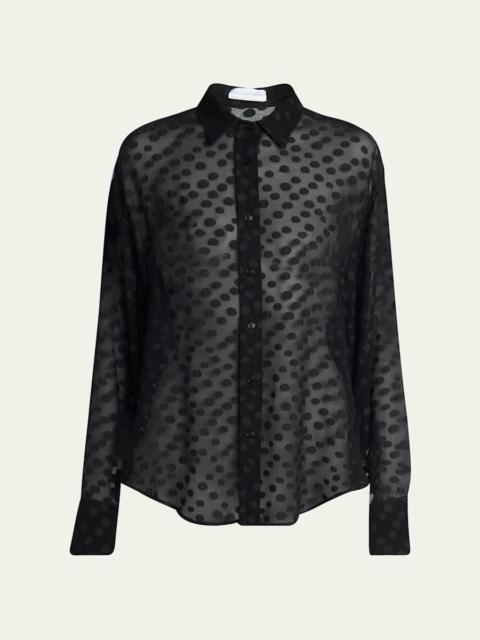 Stella McCartney Sheer Polka Dot Button Down Blouse