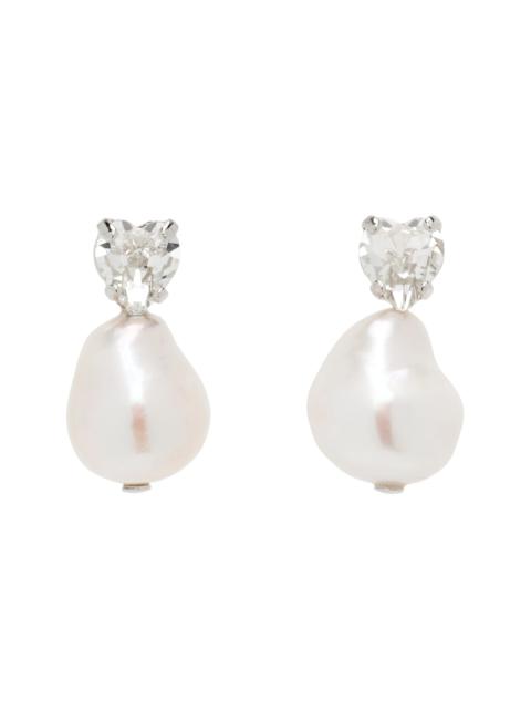 Simone Rocha Faux-Pearl Heart Crystal Stud Earrings