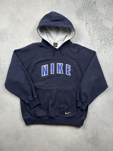 Nike Nike VTG Navy Hoodie Big Spellout Logo Pullover Sweatshirt