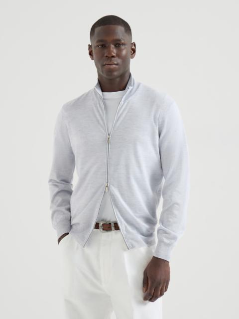 Brunello Cucinelli Lightweight cashmere, silk and linen cardigan with zipper