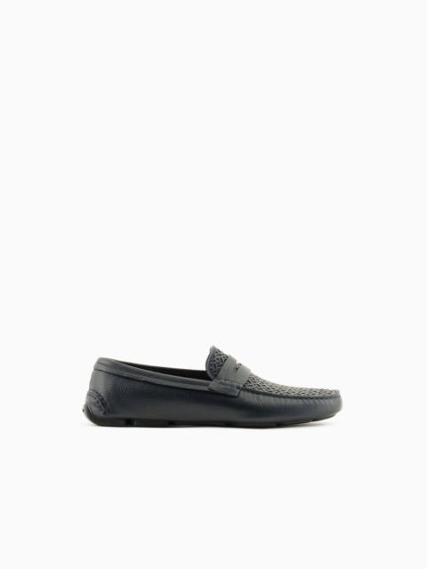 GIORGIO ARMANI Deerskin and nappa-leather loafers