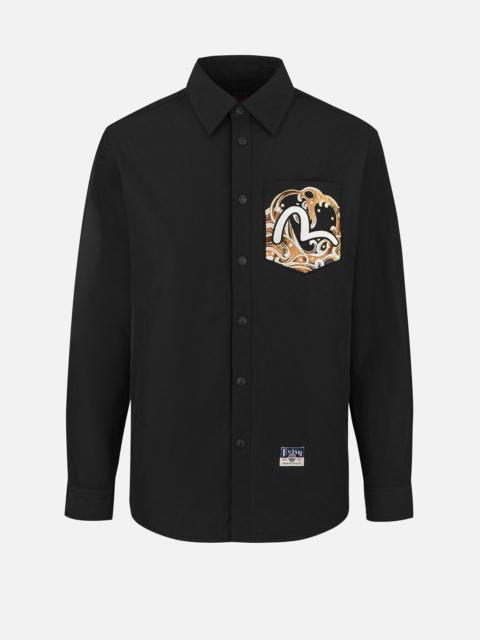 EVISU Seagull and Wave Embroidery Relax Fit Padded Shirt Jacket