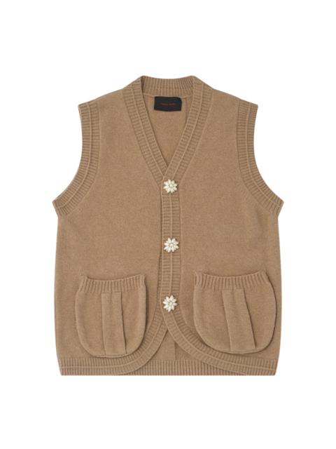 Simone Rocha Pearl Button Knit Vest Merino Wool