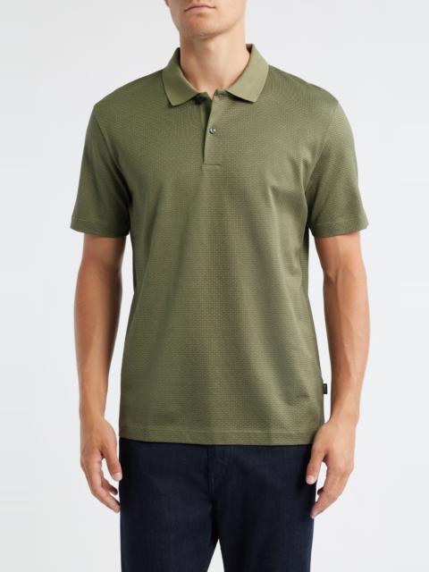 BOSS BOSS Parlay Geo Pattern Cotton Polo in Medium Green at Nordstrom
