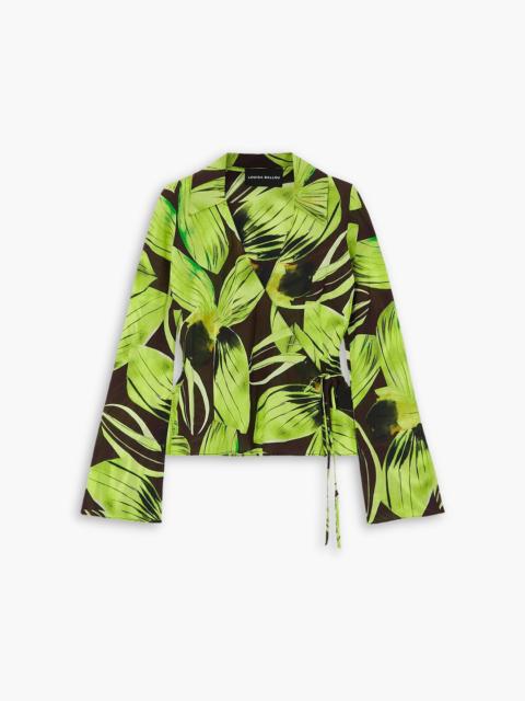 Other Designers Printed stretch-silk chiffon wrap blouse