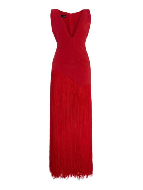 Other Designers Exclusive Jade Fringed Cotton Maxi Dress