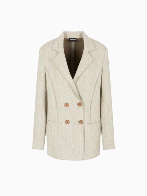 GIORGIO ARMANI DOUBLE-BREASTED JACKET IN A JACQUARD CASHMERE AND VISCOSE JERSEY