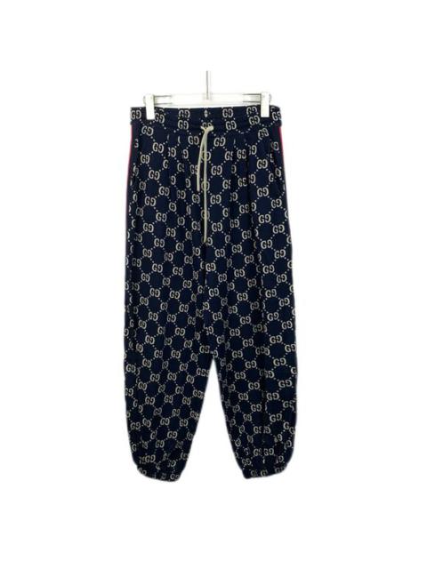 GUCCI Gucci Deep Blue Cotton Drawstring Casual Pants with Monogram