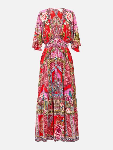 CAMILLA WAISTED DRESS WITH HEM RUFFLE