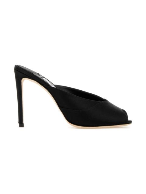 JIMMY CHOO Black Satin Brigitte Mules