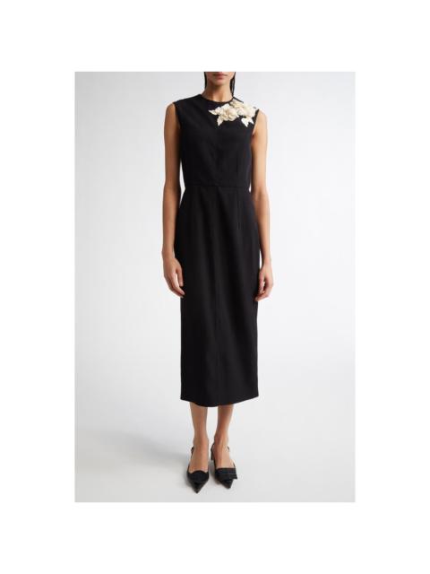 Erdem Embroidered Wool Pencil Cocktail Dress in Black at Nordstrom