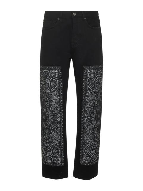 AMIRI Black denim Bandana Jacquard Straight jeans