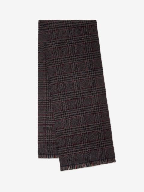 CORNELIANI Blue and brown pure wool tartan scarf