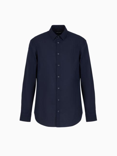 GIORGIO ARMANI Regular-fit cotton-seersucker shirt