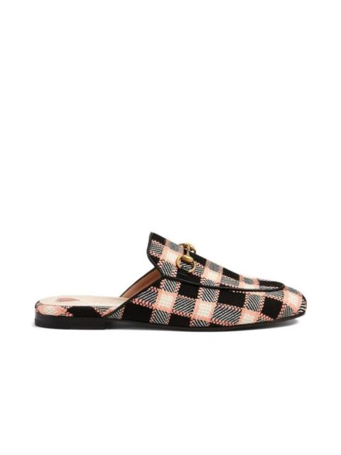GUCCI Princetown Tweed Check Woven Mules