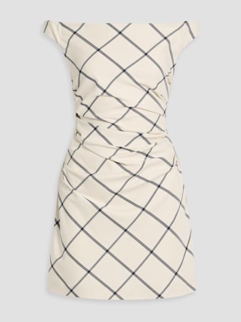 SIMKHAI Wells off-the-shoulder checked twill mini dress