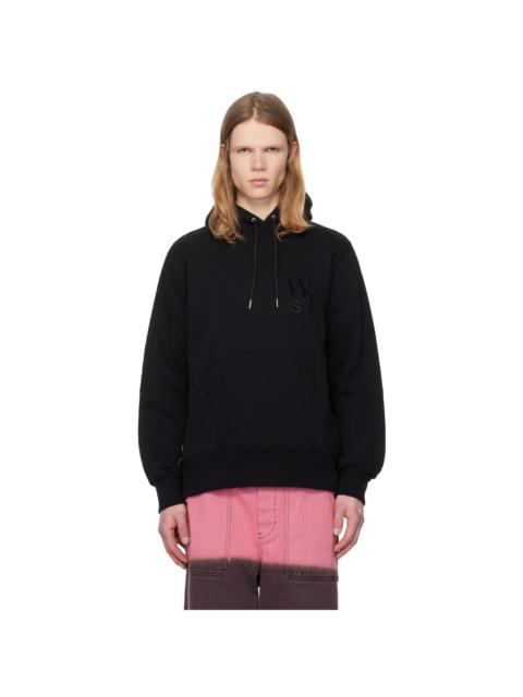 sacai Black WTAPS Edition Flock Print Hoodie | ssense