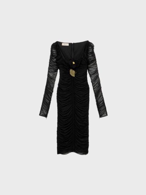 Blumarine MIDI TULLE DRESS WITH BROOCH