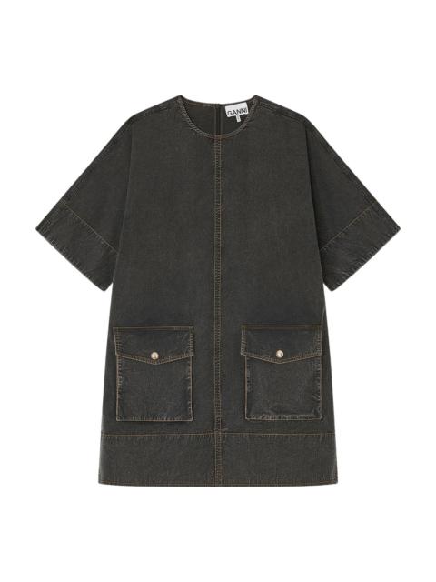 GANNI Washed Stretch Cotton Boxy Dress