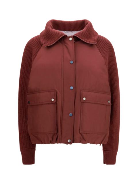 Brunello Cucinelli Brunello Cucinelli Down Jacket with Wool Sleeves Prugna