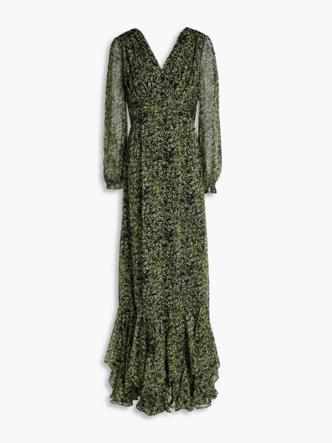 Other Designers Fluted floral-print chiffon maxi dress