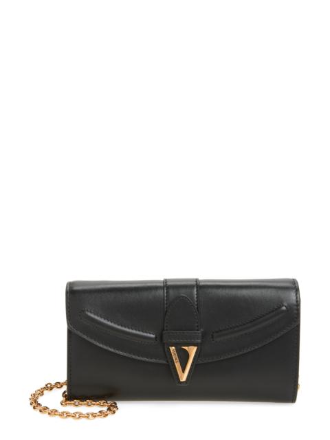 VERSACE Versace V Leather Wallet on a Chain in Black Versace Gold at Nordstrom