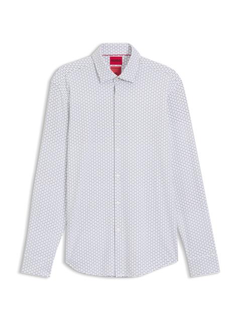 HUGO PRINTED SLIM-FIT SHIRT IN STRETCH JERSEY