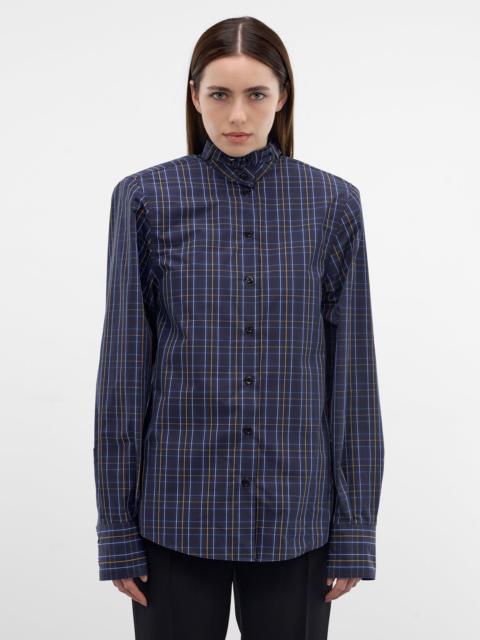 MUGLER Plaid Belted Collar Button-Down Shirt