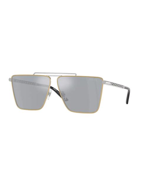 VERSACE Versace Blue/Silver Mirror Navigator Men's Sunglasses VE2266 15141U 64