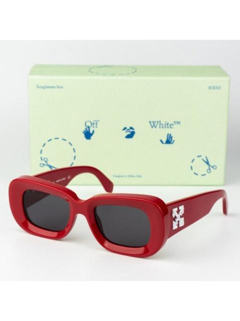 Off-White NEW Off-White CARRARA 507 Red Dark Grey Unisex Rectangular Sunglasses