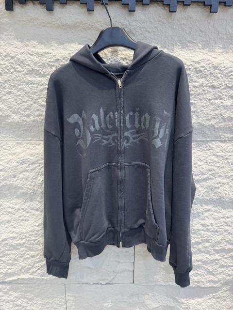 BALENCIAGA Balenciaga 24FW Dragon Gothic Letter Zip Up Sweater