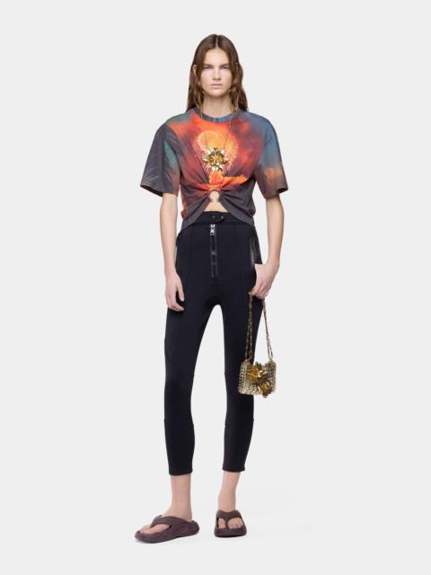 rabanne T-SHIRT IN FIREWORK-PRINTED COTTON WITH SIGNATURE PIERCING DETAIL