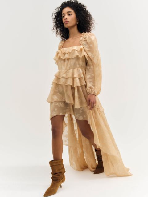 For Love & Lemons Colette Satin Burnout Maxi Dress