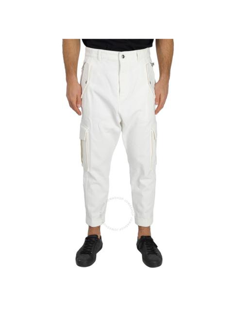 Balmain Balmain Men's White  Mid-Rise Tapered Cargo Pants