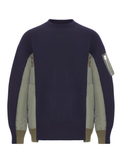 sacai COTTON BLEND SWEATSHIRT WITH NYLON DETAILS APPLIED