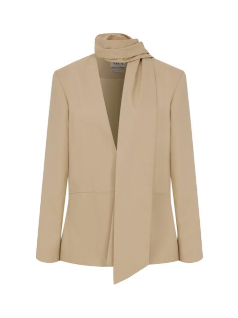 ILA Anny Scarf-Detailed Cotton Blazer tan