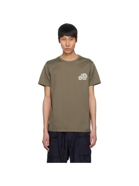 Moncler Khaki Double Logo Patch Cotton T-shirt