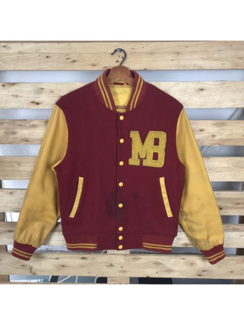 Other Designers Vintage - Vintage Macbeth MB Leather Varsity Jacket Big Logo