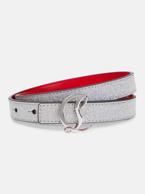 Christian Louboutin Glitter logo leather belt