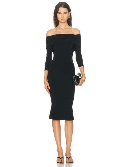 NORMA KAMALI 3/4 Sleeve Cowl Neck Fishtail Dress