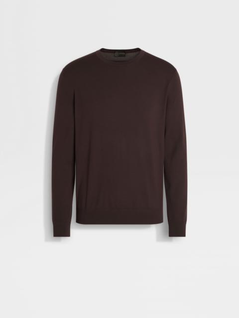 ZEGNA DARK BROWN VELLUS AUREUM CREWNECK