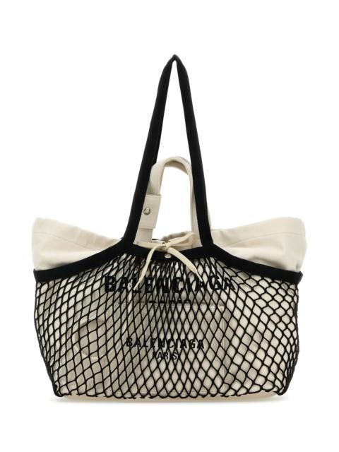 BALENCIAGA Two-tone canvas and mesh medium 24/7 shopping bag
