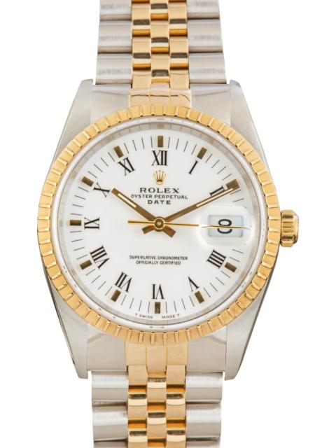 ROLEX Rolex Date Ref 15223 White Roman Dial