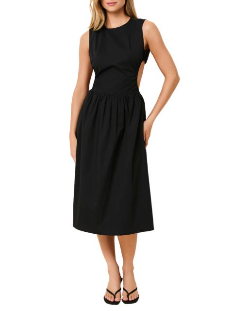 Solid & Striped Solid & Striped Sabine Sleeveless Open Back Stretch Cotton Poplin Sundress in Noir at Nordstrom