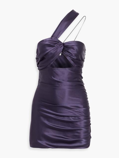 THE SEI Cutout ruched silk-satin mini dress